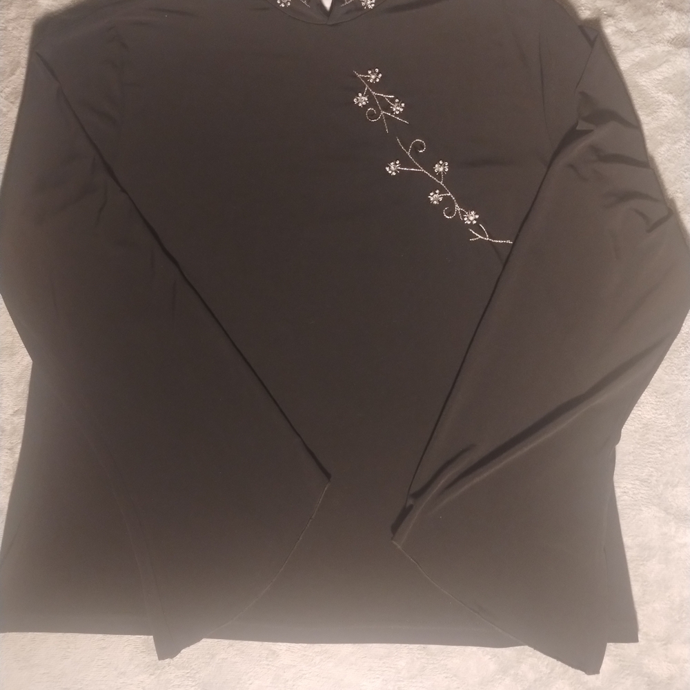 Elegant Black Embroidered Women's Top